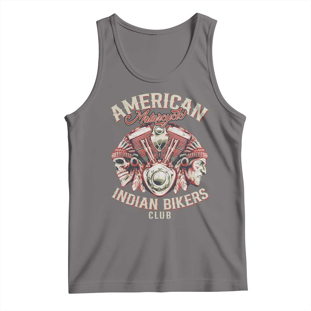 American Legendary Motorcycle Indian Biker Club Tank Top Vintage Motorbike Engine Native American Skull - Wonder Print Shop