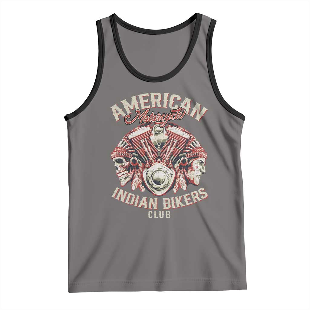 American Legendary Motorcycle Indian Biker Club Tank Top Vintage Motorbike Engine Native American Skull - Wonder Print Shop
