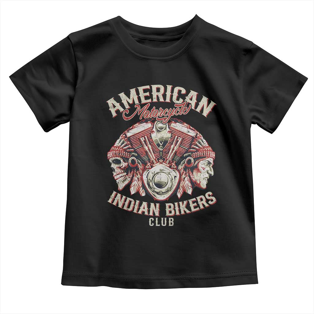 American Legendary Motorcycle Indian Biker Club Toddler T Shirt Vintage Motorbike Engine Native American Skull - Wonder Print Shop