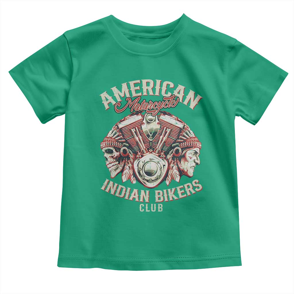American Legendary Motorcycle Indian Biker Club Toddler T Shirt Vintage Motorbike Engine Native American Skull - Wonder Print Shop