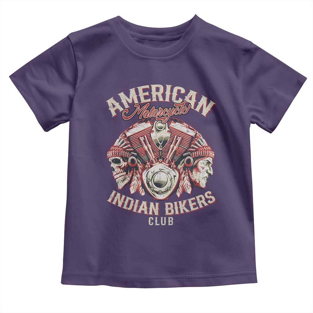 American Legendary Motorcycle Indian Biker Club Toddler T Shirt Vintage Motorbike Engine Native American Skull - Wonder Print Shop