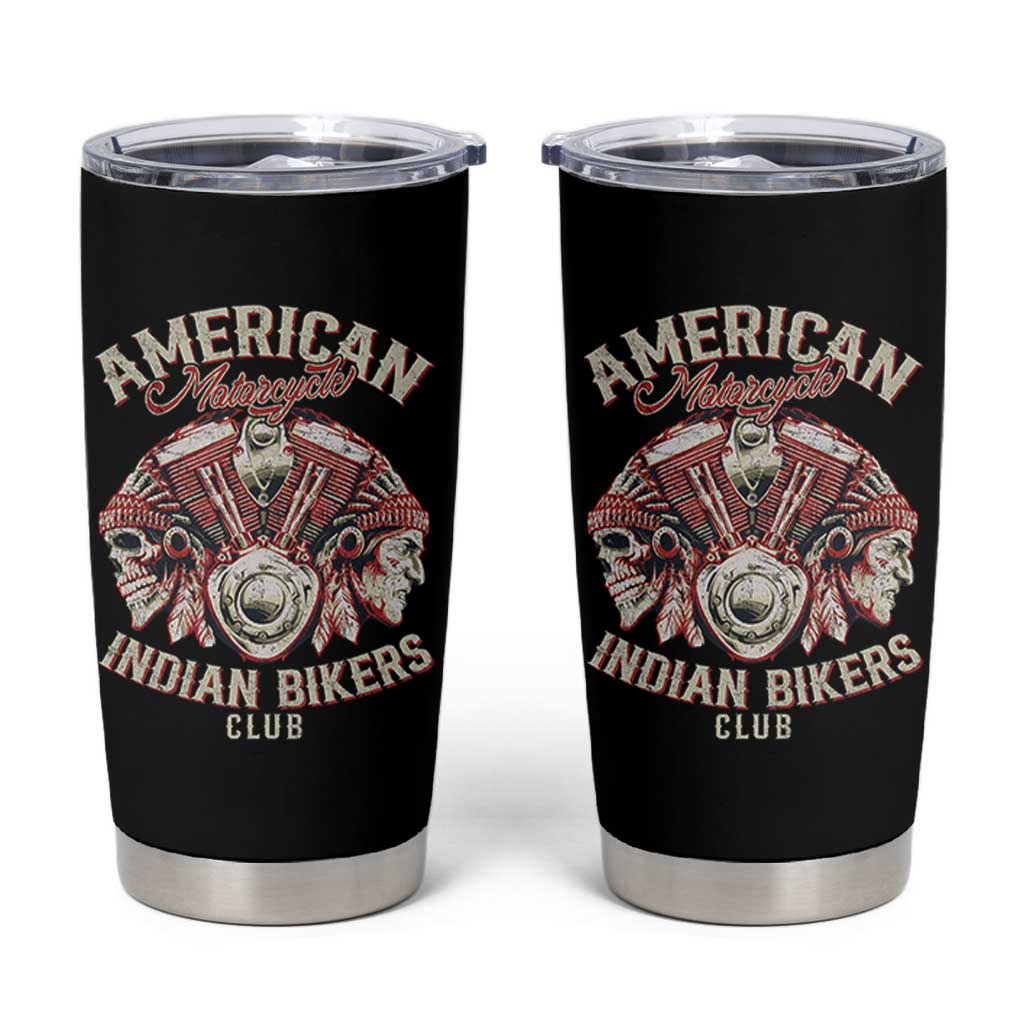 American Legendary Motorcycle Indian Biker Club Tumbler Cup Vintage Motorbike Engine Native American Skull - Wonder Print Shop