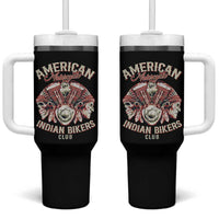American Legendary Motorcycle Indian Biker Club Tumbler With Handle Vintage Motorbike Engine Native American Skull - Wonder Print Shop