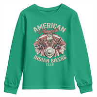 American Legendary Motorcycle Indian Biker Club Youth Sweatshirt Vintage Motorbike Engine Native American Skull - Wonder Print Shop