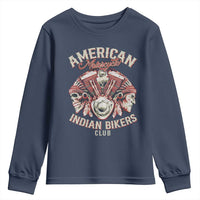 American Legendary Motorcycle Indian Biker Club Youth Sweatshirt Vintage Motorbike Engine Native American Skull - Wonder Print Shop