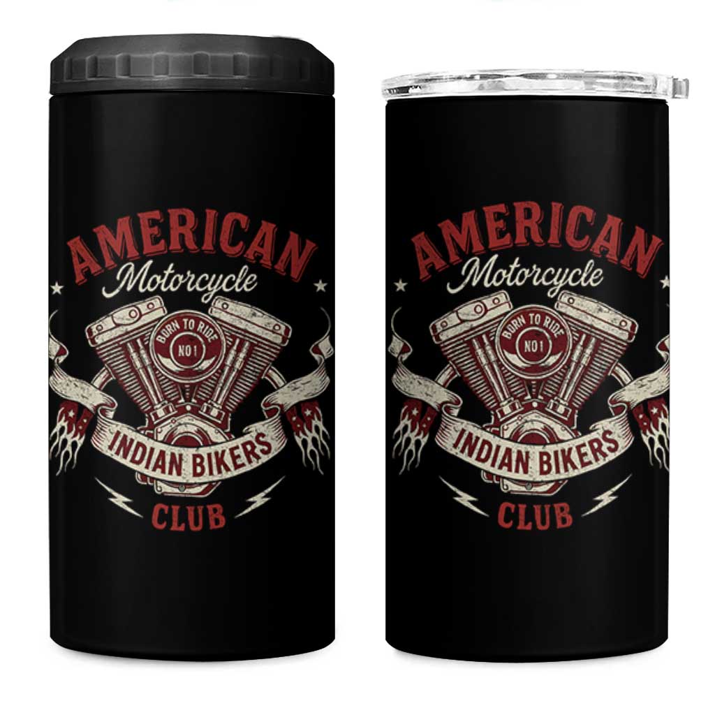 American Motorcycle Indian Biker Club 4 in 1 Can Cooler Tumbler Vintage Motorbike Engine - Wonder Print Shop