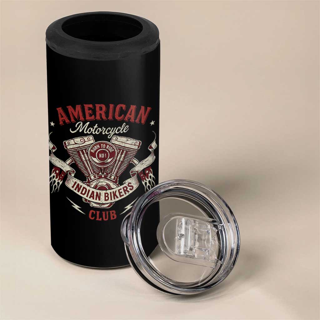 American Motorcycle Indian Biker Club 4 in 1 Can Cooler Tumbler Vintage Motorbike Engine - Wonder Print Shop
