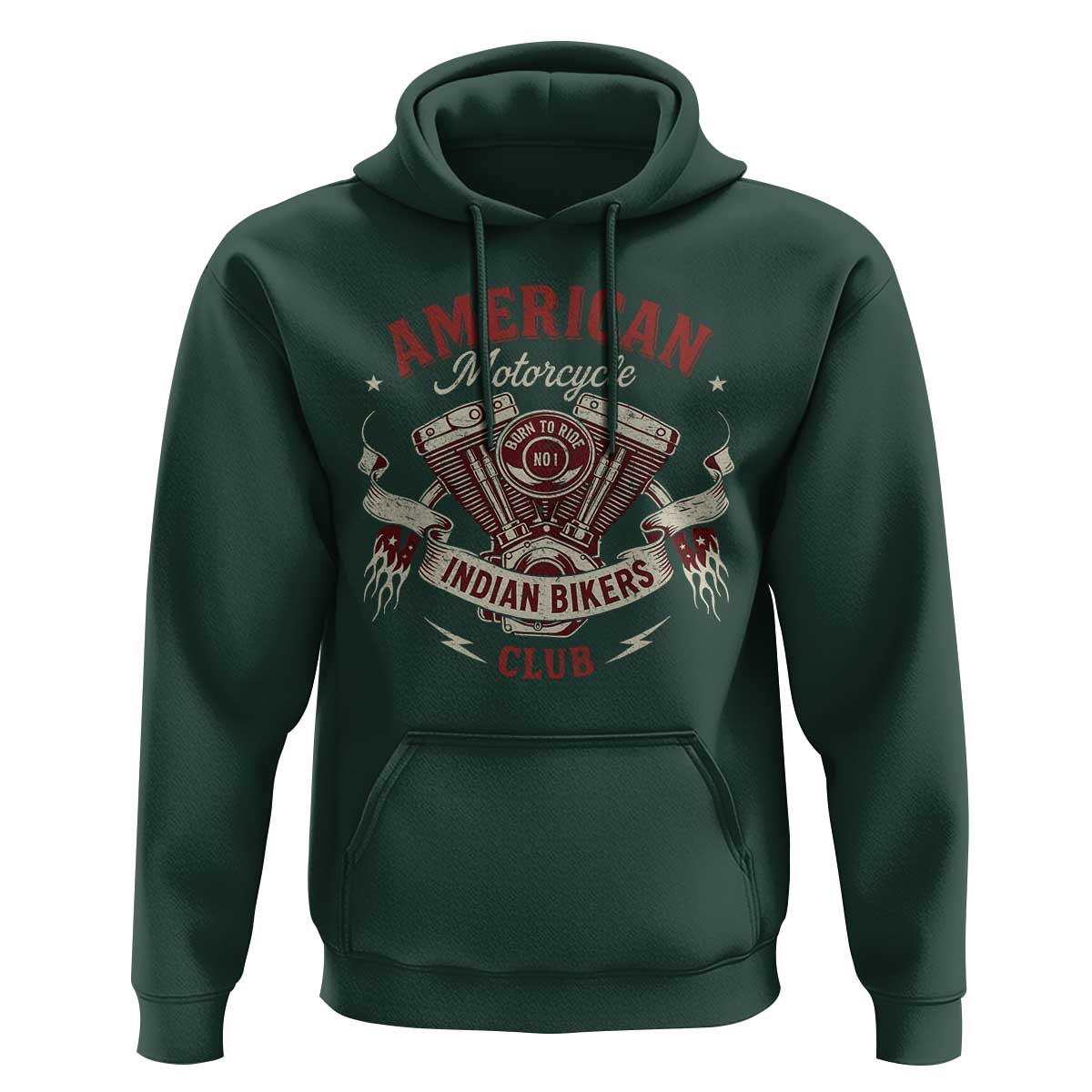 American Motorcycle Indian Biker Club Hoodie Vintage Motorbike Engine - Wonder Print Shop