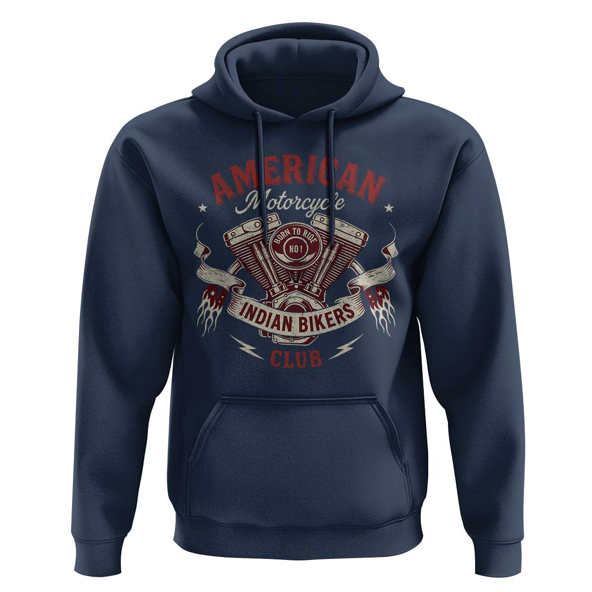 American Motorcycle Indian Biker Club Hoodie Vintage Motorbike Engine - Wonder Print Shop