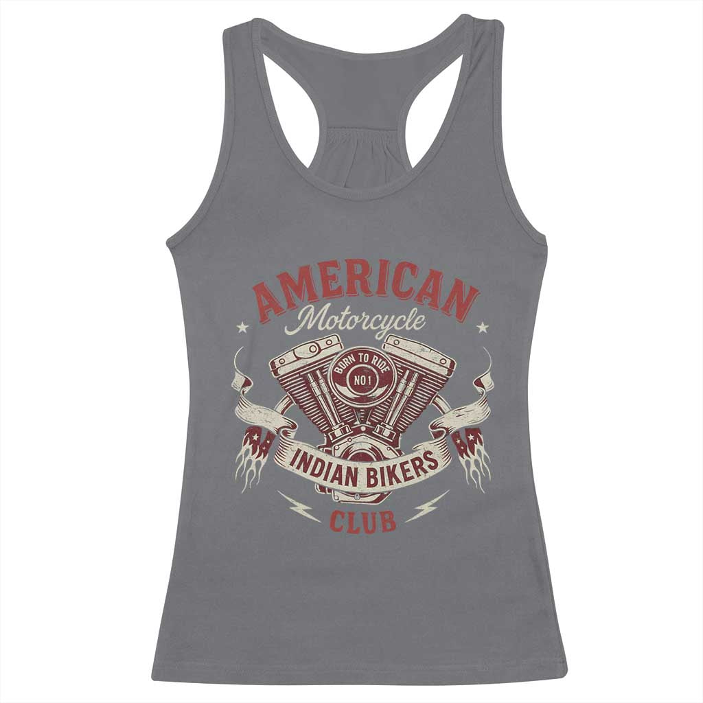American Motorcycle Indian Biker Club Racerback Tank Top Vintage Motorbike Engine - Wonder Print Shop