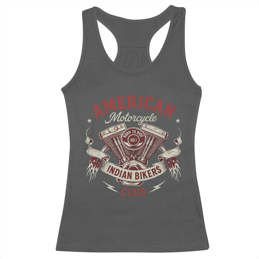 American Motorcycle Indian Biker Club Racerback Tank Top Vintage Motorbike Engine - Wonder Print Shop