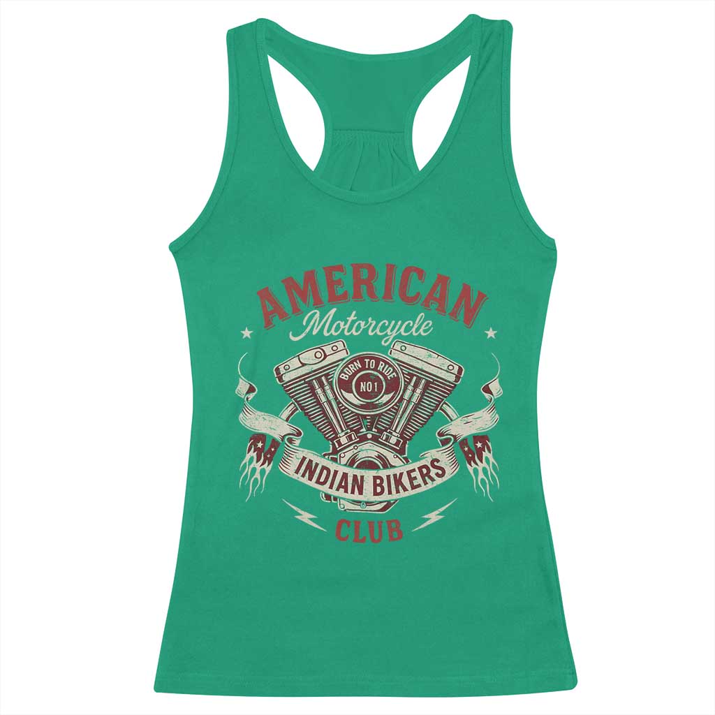 American Motorcycle Indian Biker Club Racerback Tank Top Vintage Motorbike Engine - Wonder Print Shop