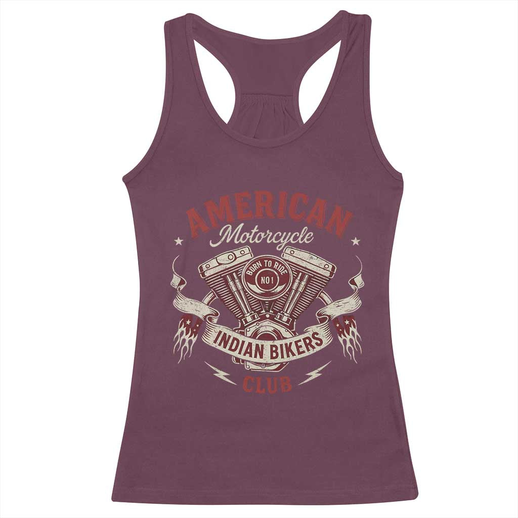 American Motorcycle Indian Biker Club Racerback Tank Top Vintage Motorbike Engine - Wonder Print Shop