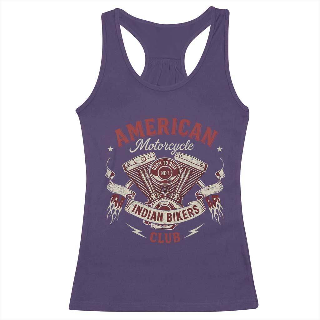 American Motorcycle Indian Biker Club Racerback Tank Top Vintage Motorbike Engine - Wonder Print Shop