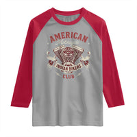 American Motorcycle Indian Biker Club Raglan Shirt Vintage Motorbike Engine - Wonder Print Shop