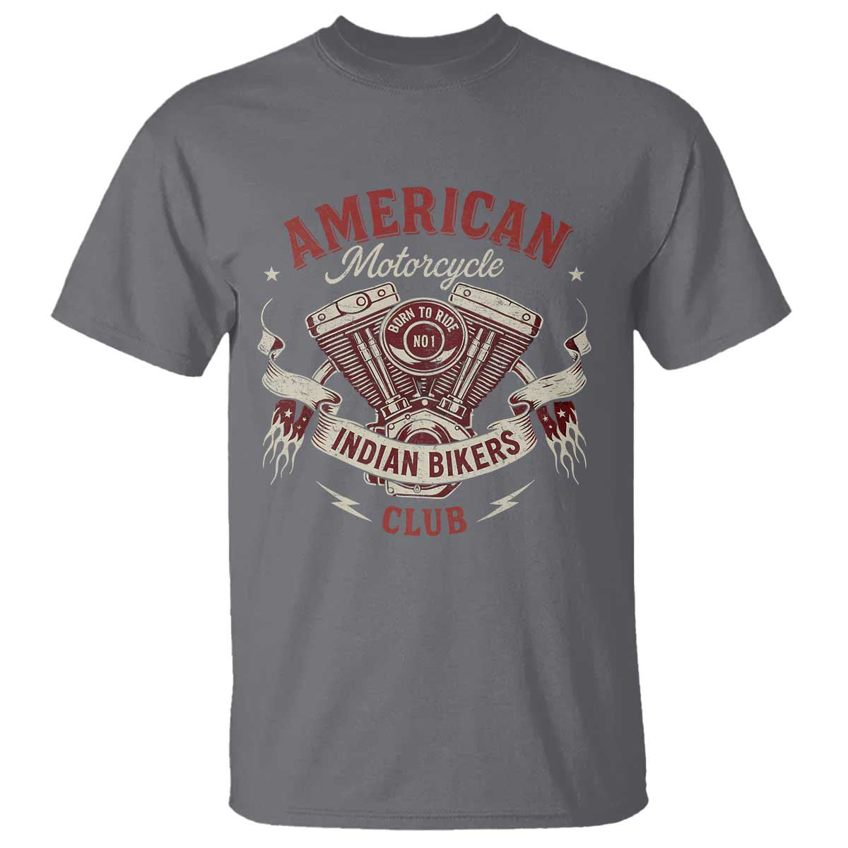 American Motorcycle Indian Biker Club T Shirt Vintage Motorbike Engine - Wonder Print Shop