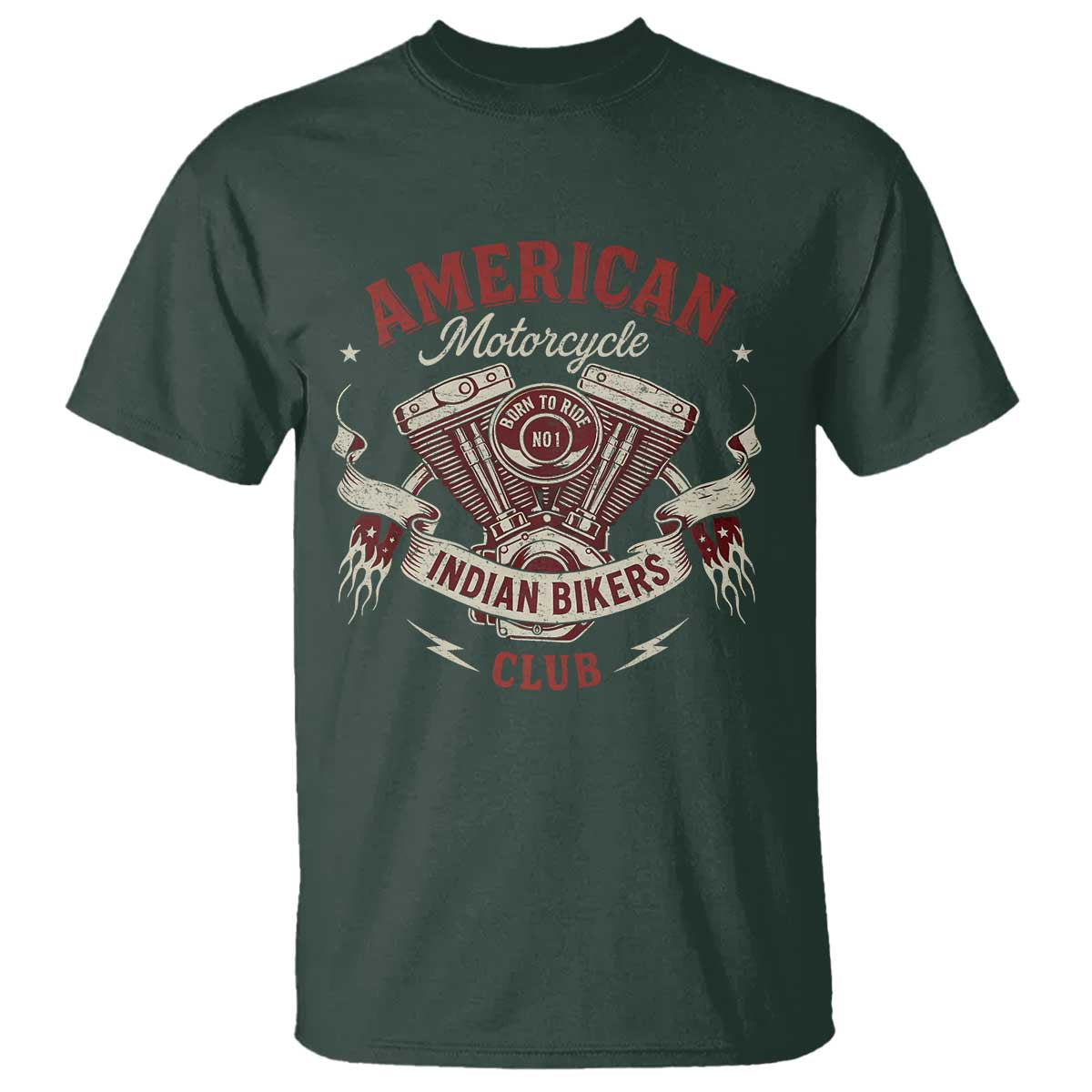 American Motorcycle Indian Biker Club T Shirt Vintage Motorbike Engine - Wonder Print Shop