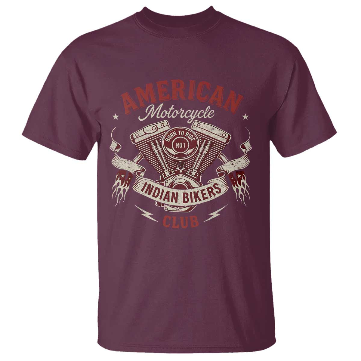 American Motorcycle Indian Biker Club T Shirt Vintage Motorbike Engine - Wonder Print Shop