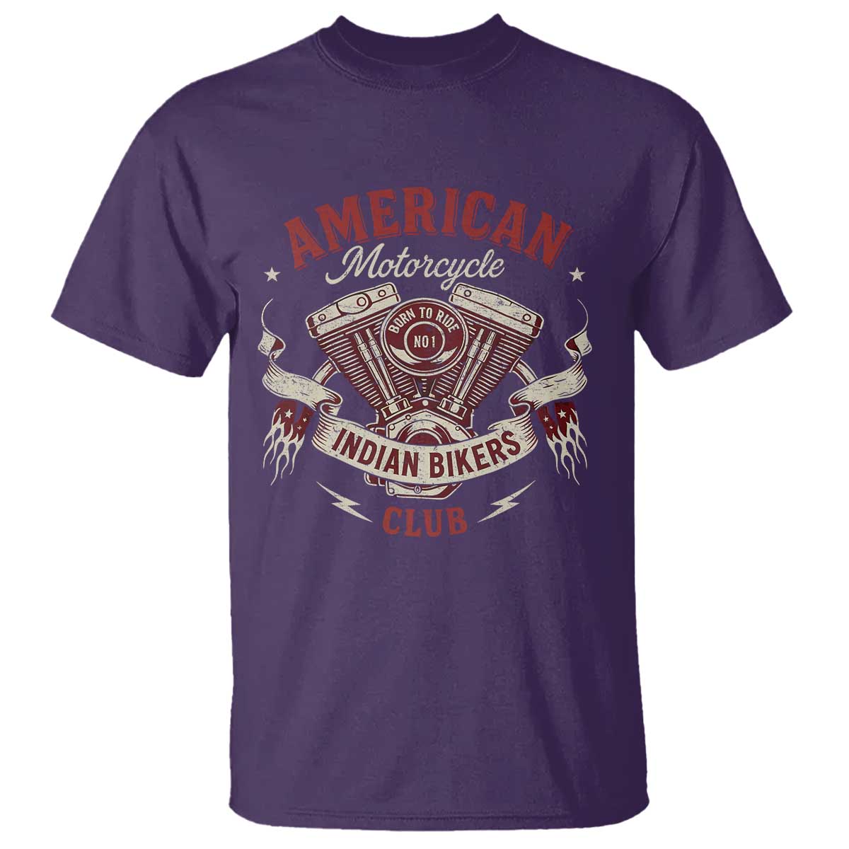 American Motorcycle Indian Biker Club T Shirt Vintage Motorbike Engine - Wonder Print Shop