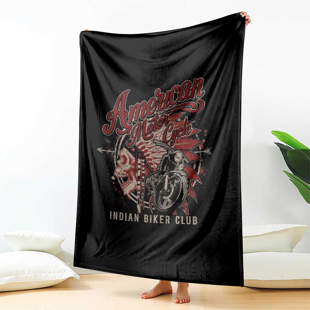 American Legendary Motorcycle Indian Biker Club Throw Blanket Vintage Native American Skull - Wonder Print Shop
