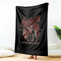 American Legendary Motorcycle Indian Biker Club Throw Blanket Vintage Native American Skull - Wonder Print Shop