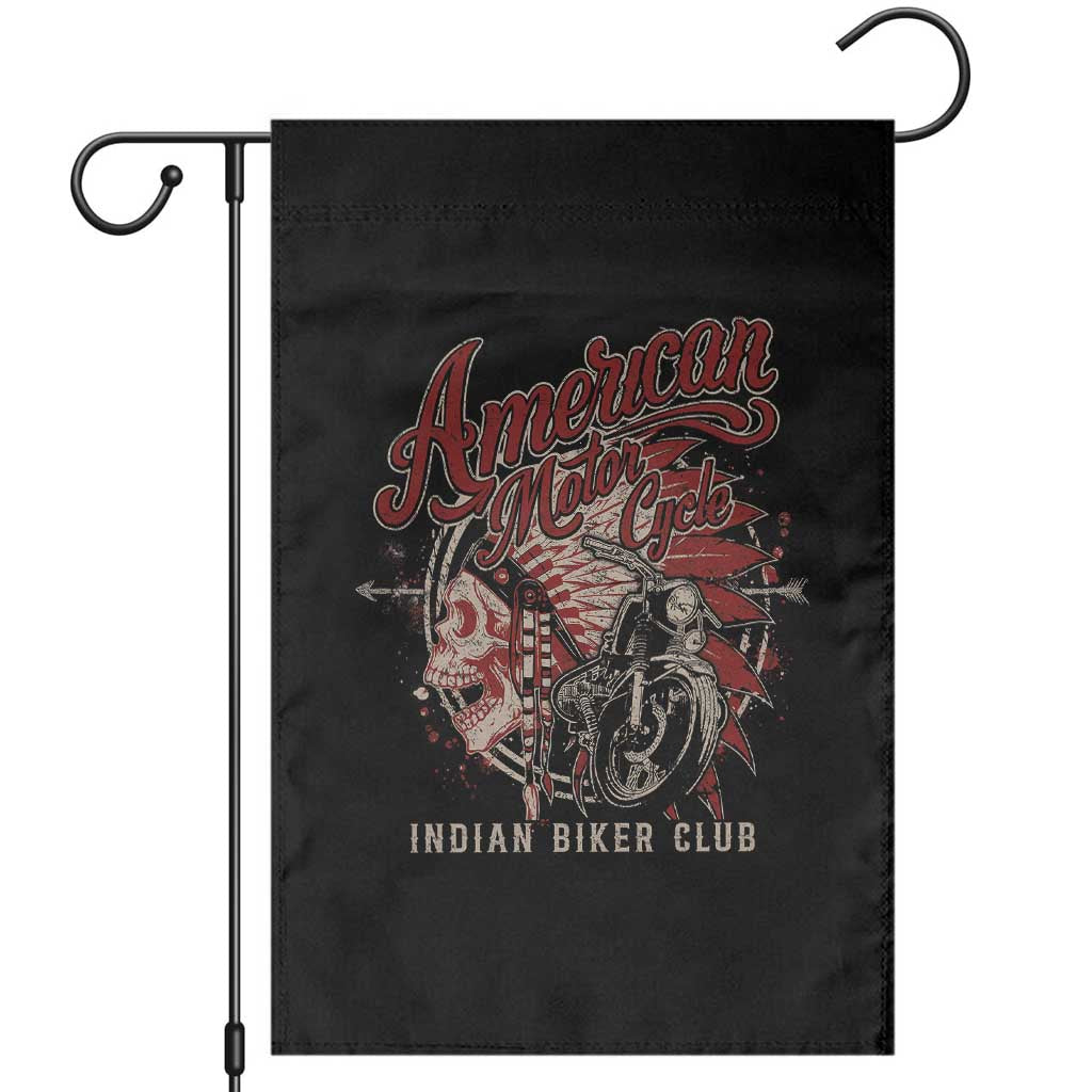American Legendary Motorcycle Indian Biker Club Garden Flag Vintage Native American Skull - Wonder Print Shop