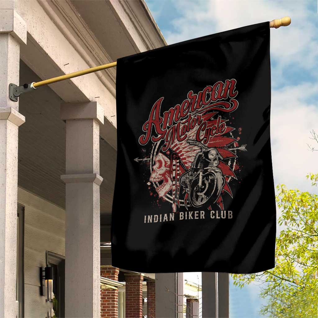 American Legendary Motorcycle Indian Biker Club Garden Flag Vintage Native American Skull - Wonder Print Shop