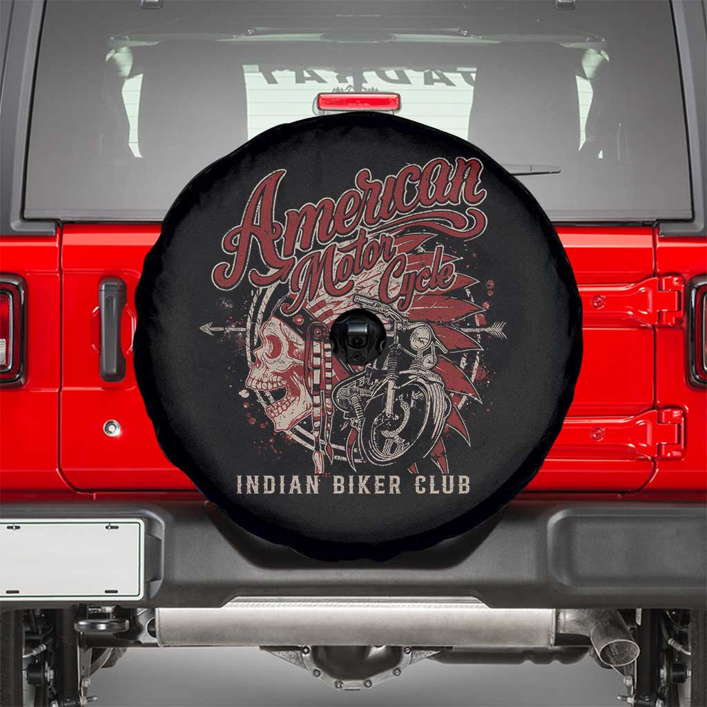 American Legendary Motorcycle Indian Biker Club Spare Tire Cover Vintage Native American Skull - Wonder Print Shop