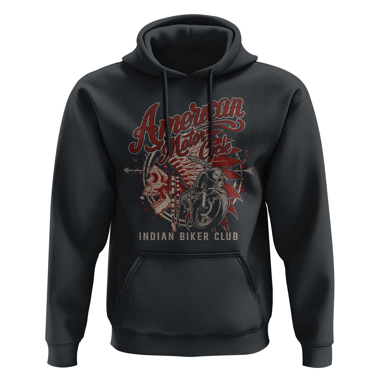 American Legendary Motorcycle Indian Biker Club Hoodie Vintage Native American Skull - Wonder Print Shop