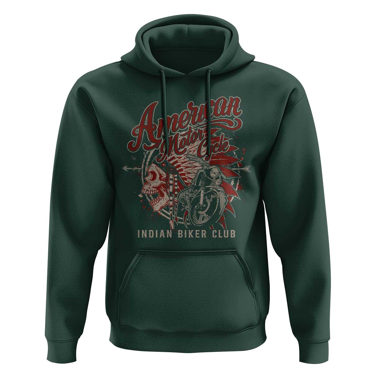 American Legendary Motorcycle Indian Biker Club Hoodie Vintage Native American Skull - Wonder Print Shop