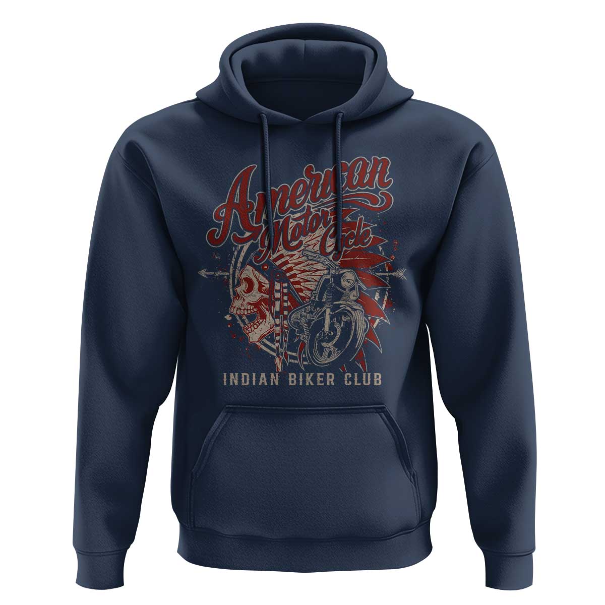 American Legendary Motorcycle Indian Biker Club Hoodie Vintage Native American Skull - Wonder Print Shop