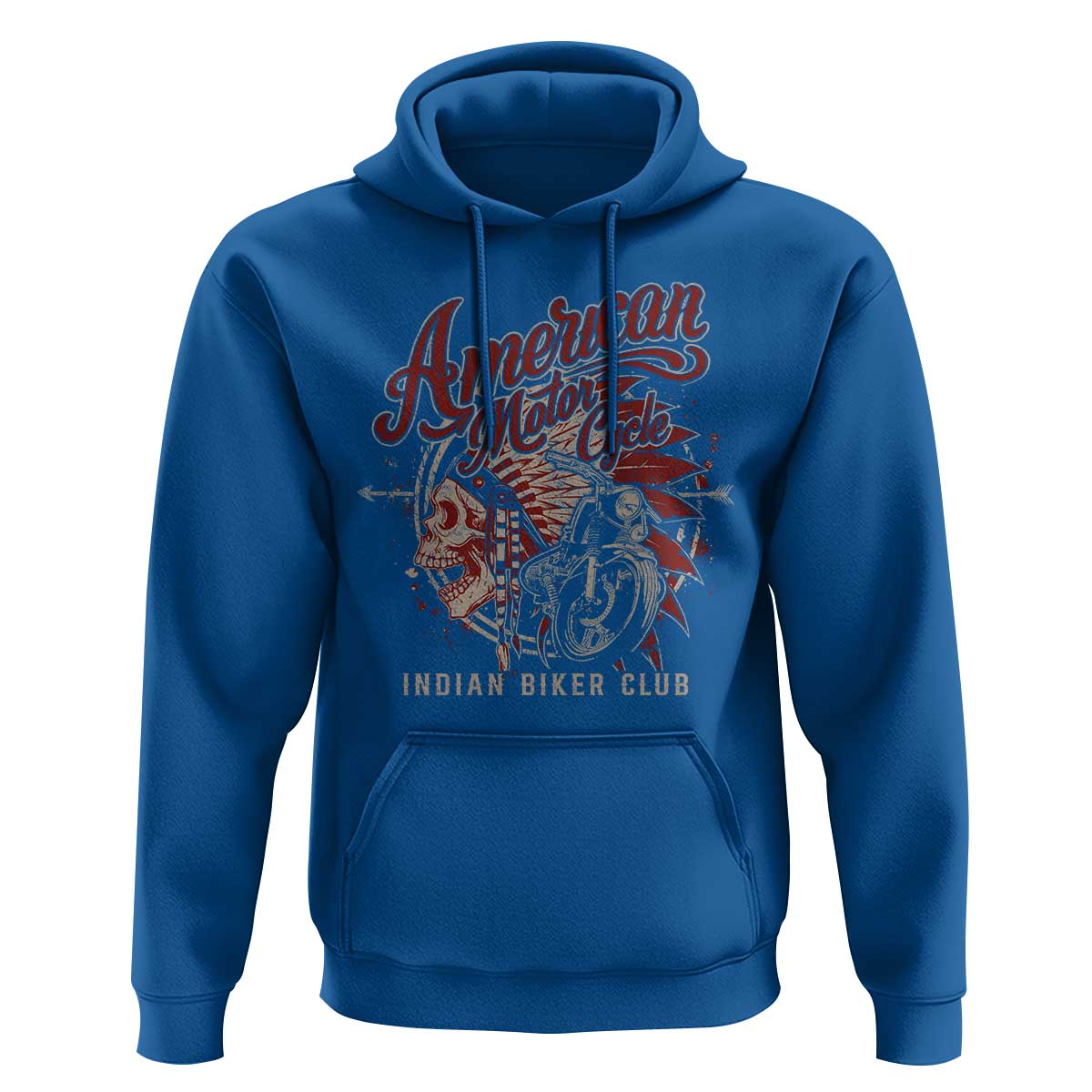 American Legendary Motorcycle Indian Biker Club Hoodie Vintage Native American Skull - Wonder Print Shop