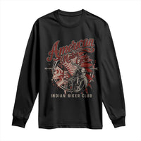 American Legendary Motorcycle Indian Biker Club Long Sleeve Shirt Vintage Native American Skull - Wonder Print Shop