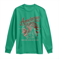 American Legendary Motorcycle Indian Biker Club Long Sleeve Shirt Vintage Native American Skull - Wonder Print Shop