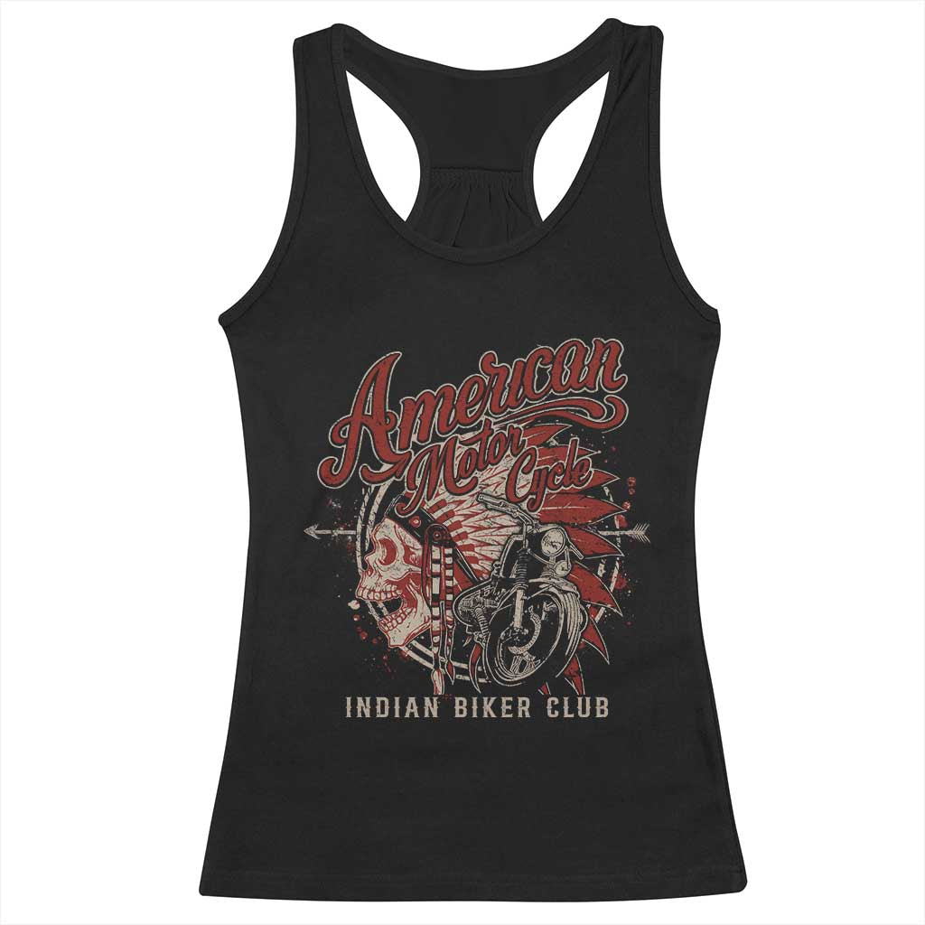 American Legendary Motorcycle Indian Biker Club Racerback Tank Top Vintage Native American Skull - Wonder Print Shop