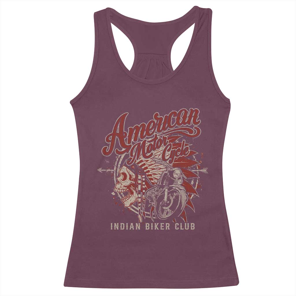 American Legendary Motorcycle Indian Biker Club Racerback Tank Top Vintage Native American Skull - Wonder Print Shop