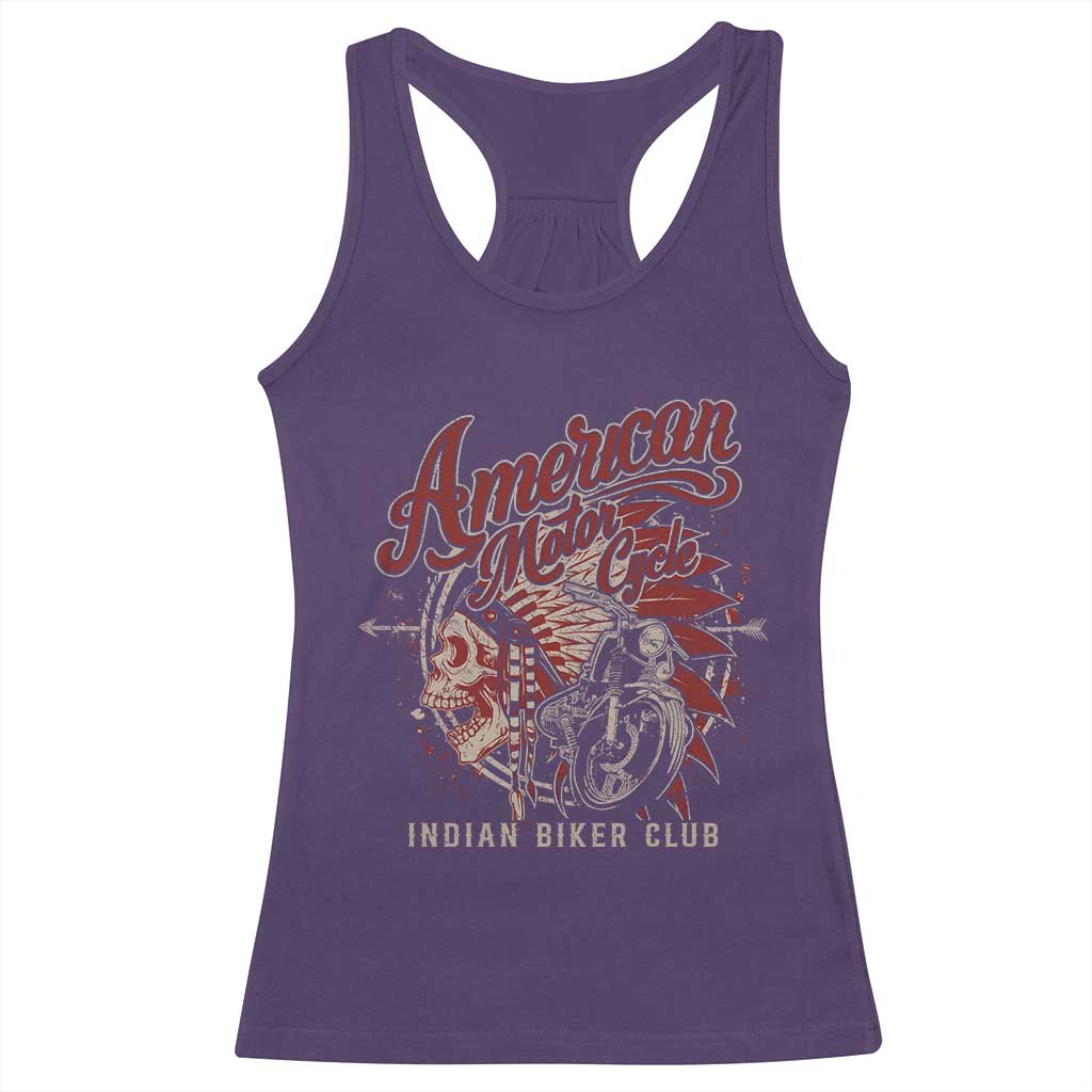 American Legendary Motorcycle Indian Biker Club Racerback Tank Top Vintage Native American Skull - Wonder Print Shop