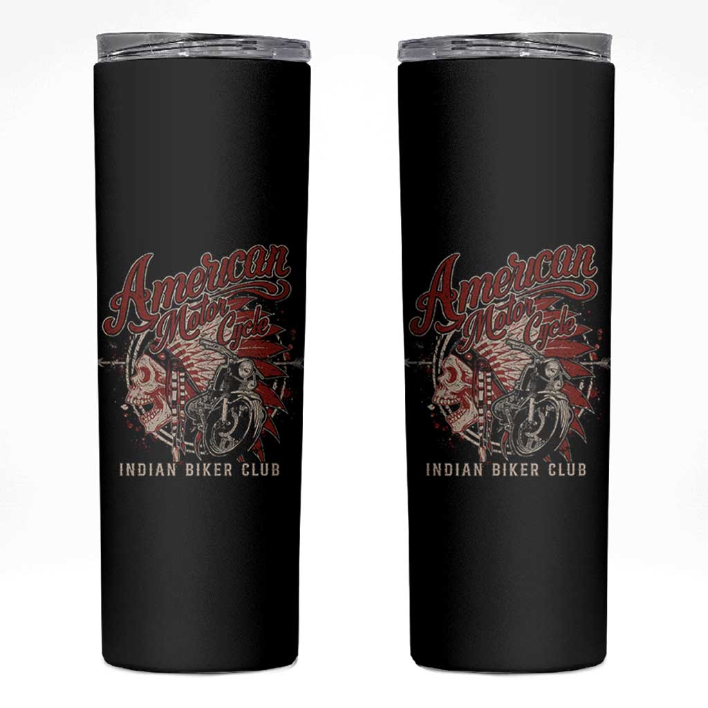 American Legendary Motorcycle Indian Biker Club Skinny Tumbler Vintage Native American Skull - Wonder Print Shop