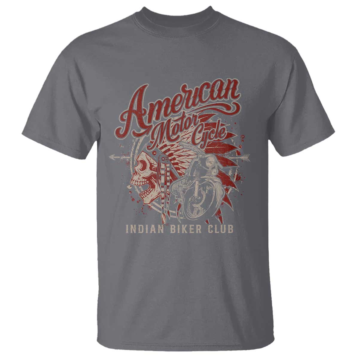 American Legendary Motorcycle Indian Biker Club T Shirt Vintage Native American Skull - Wonder Print Shop