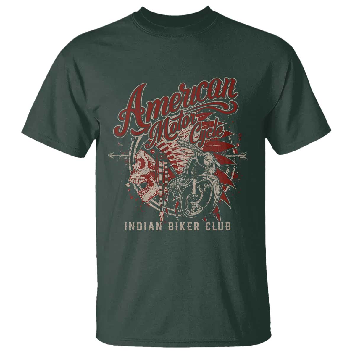 American Legendary Motorcycle Indian Biker Club T Shirt Vintage Native American Skull - Wonder Print Shop