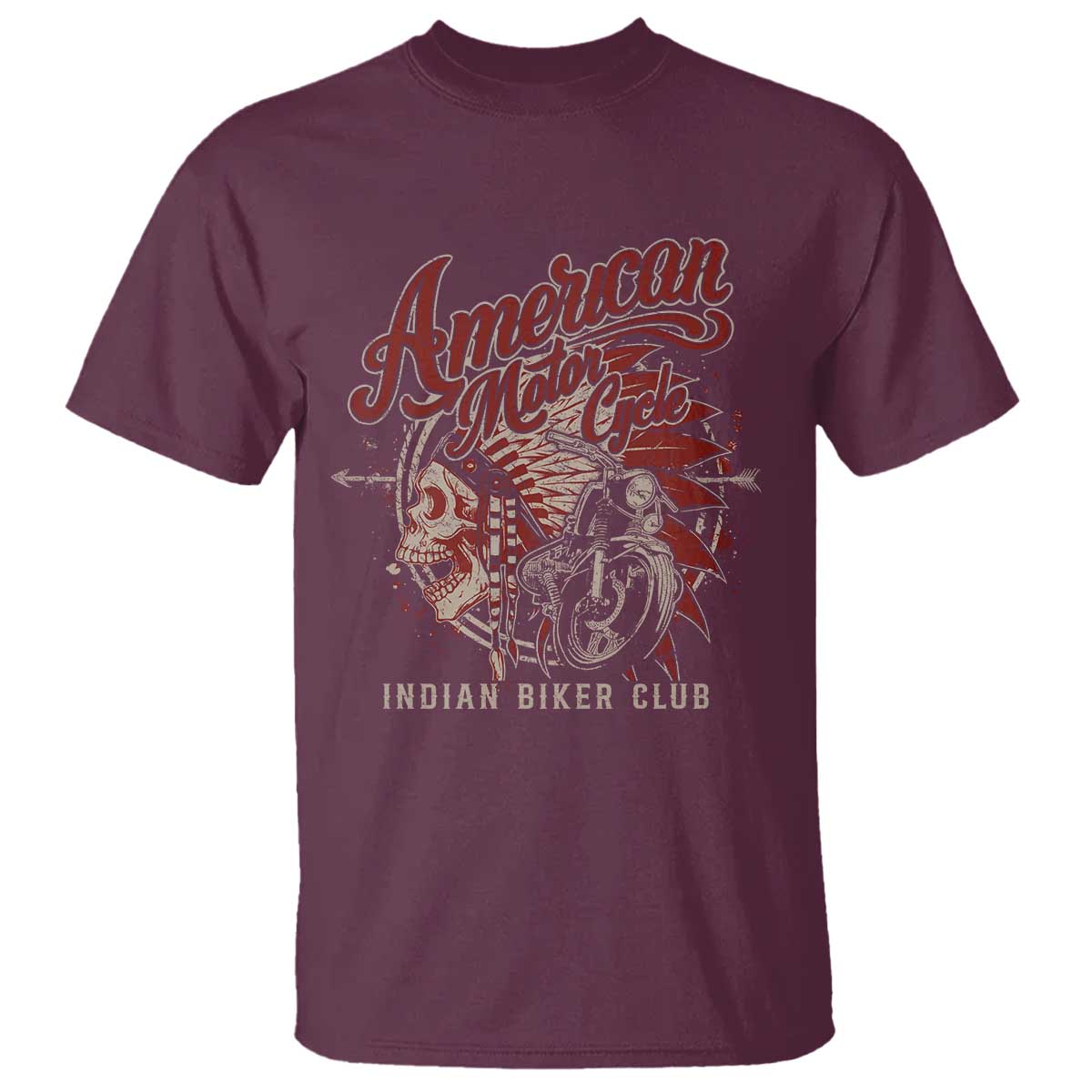 American Legendary Motorcycle Indian Biker Club T Shirt Vintage Native American Skull - Wonder Print Shop