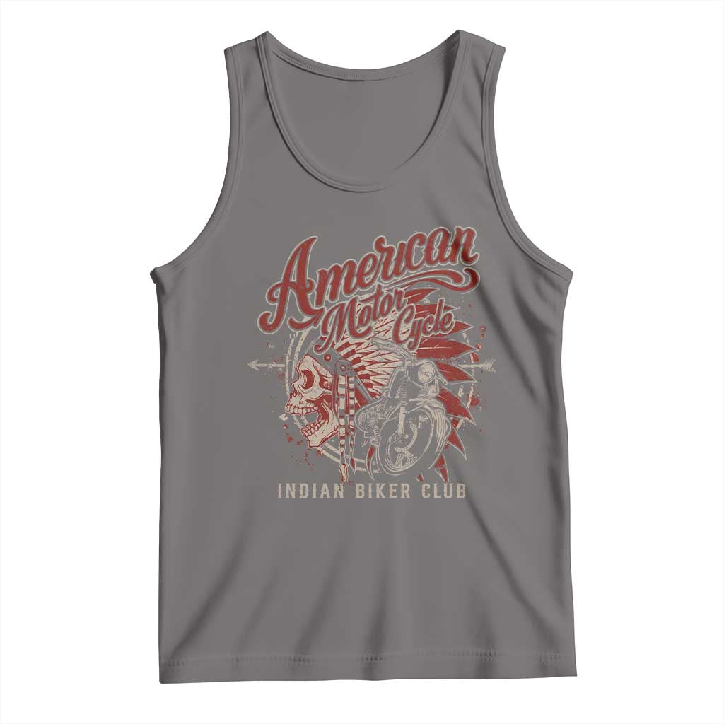 American Legendary Motorcycle Indian Biker Club Tank Top Vintage Native American Skull - Wonder Print Shop