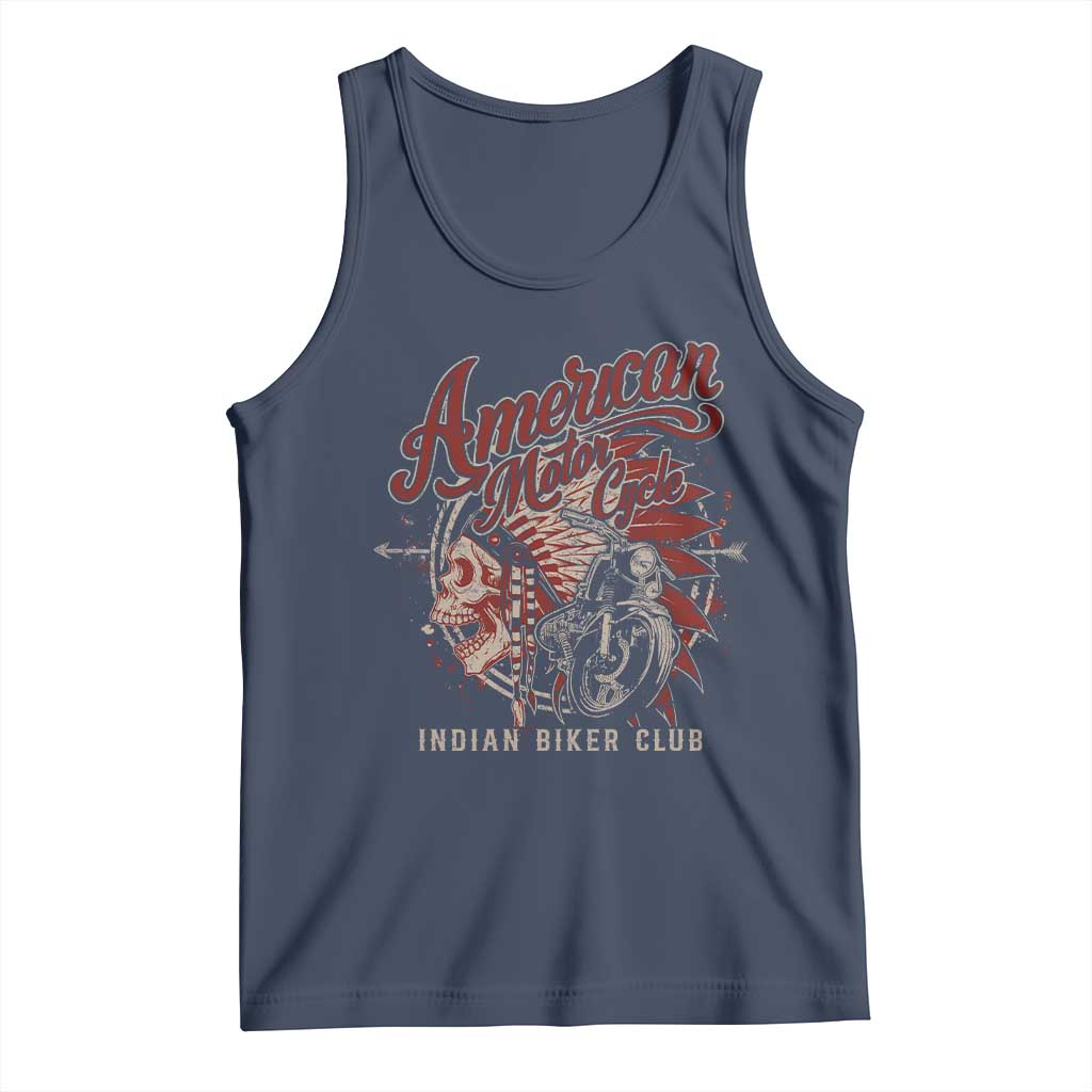 American Legendary Motorcycle Indian Biker Club Tank Top Vintage Native American Skull - Wonder Print Shop