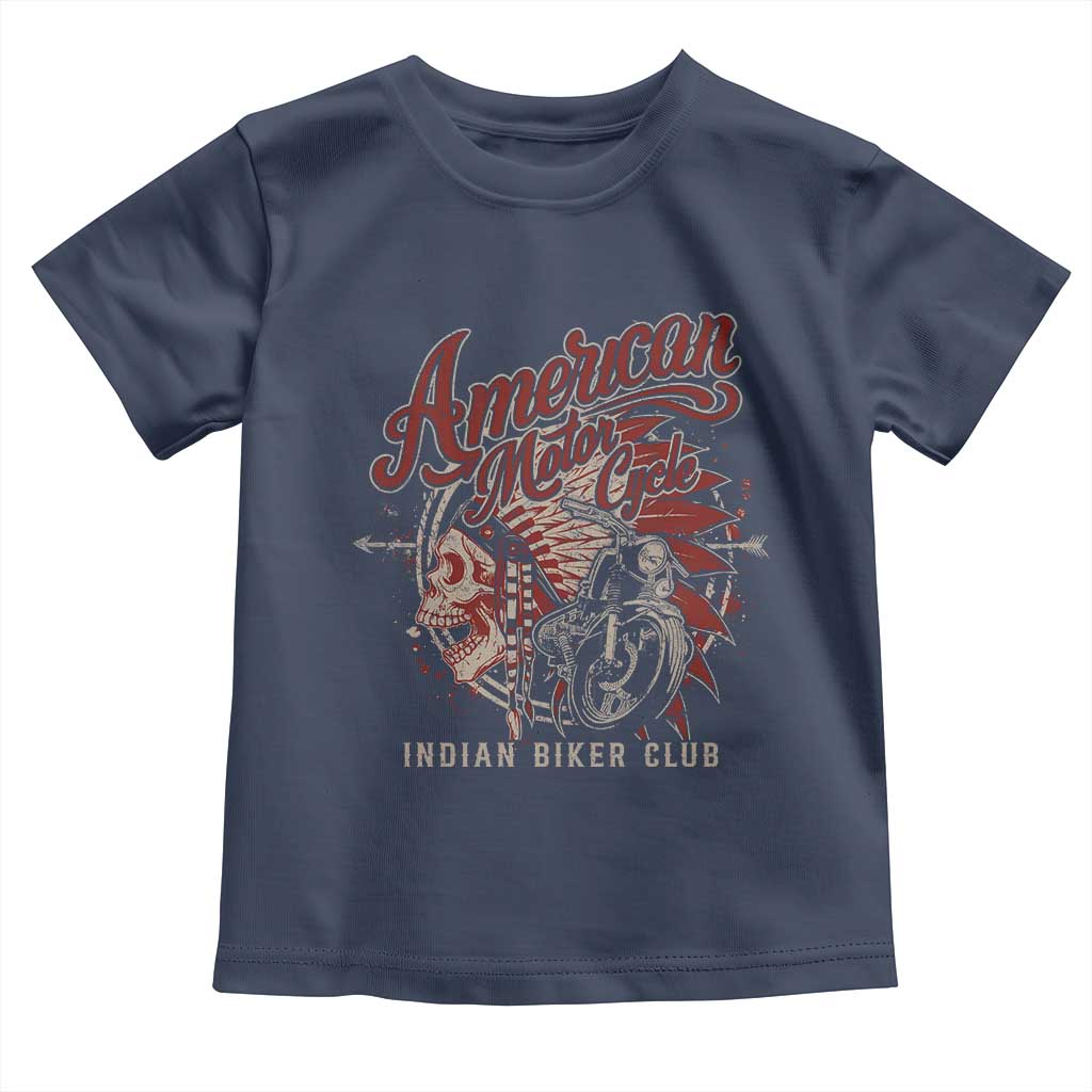 American Legendary Motorcycle Indian Biker Club Toddler T Shirt Vintage Native American Skull - Wonder Print Shop
