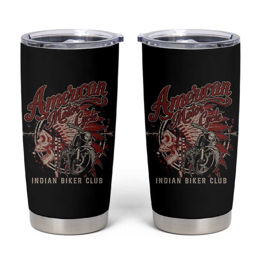 American Legendary Motorcycle Indian Biker Club Tumbler Cup Vintage Native American Skull - Wonder Print Shop