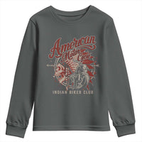 American Legendary Motorcycle Indian Biker Club Youth Sweatshirt Vintage Native American Skull - Wonder Print Shop