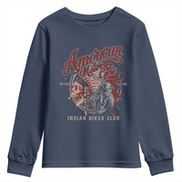 American Legendary Motorcycle Indian Biker Club Youth Sweatshirt Vintage Native American Skull - Wonder Print Shop