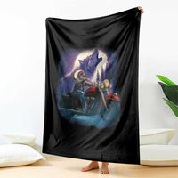 Native American Rider Throw Blanket Vintage Indian American Motorcycle Wolf - Wonder Print Shop