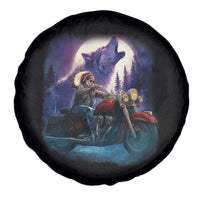 Native American Rider Spare Tire Cover Vintage Indian American Motorcycle Wolf - Wonder Print Shop