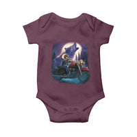Native American Rider Baby Onesie Vintage Indian American Motorcycle Wolf - Wonder Print Shop